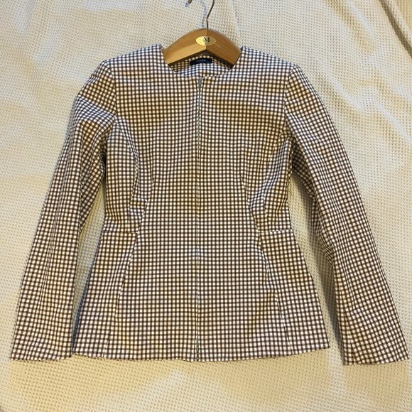 Theory - Neutrals Plaid Print Evening Jacket - Picture 1 of 6